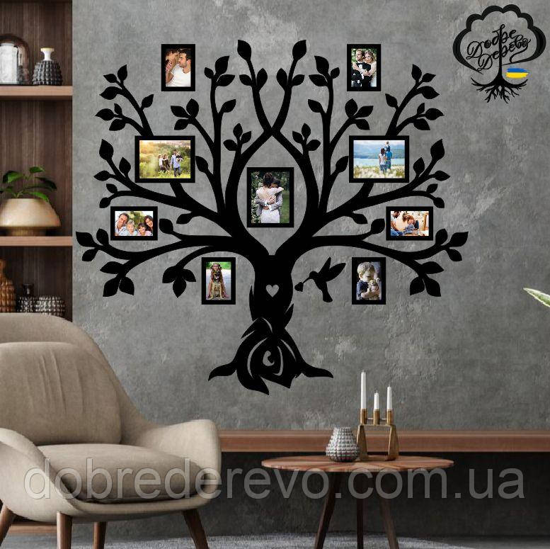Сімейне дерево🌳 Колібрі 2 фоторамка, родинне дерево на стіну з фото рамками Колібрі