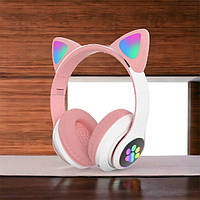 Бездротові навушники LED з котячими вушками CAT STN-28. DH-583 Колір: рожевий