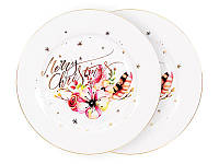 Набор рождественских тарелок фарфоровых 2 шт 26 см BST 110433 в подарочной упаковке