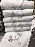 Полотенце крестильное крыжма 100 *100 см белое с серебряной вышивкой Турция Gulcan (1шт)