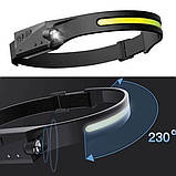 Налобний ліхтар з лінзою, Акумуляторний ліхтар на голову із зарядним пристроєм Налобний для сто QA-60, фото 6