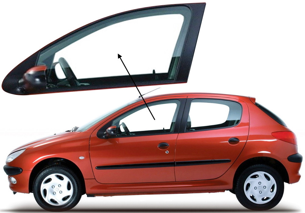 Бічне скло Peugeot 206 1998-2003 передніх дверей ліве, фото 1
