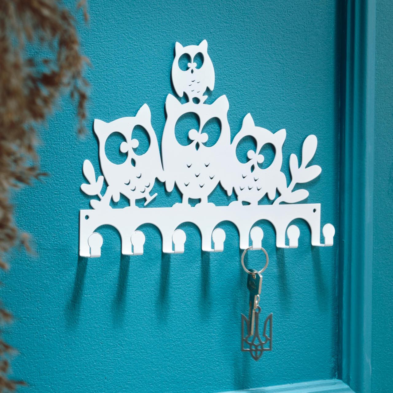 Ключниця настінна металева 27*19 см на 7 гачків Сови Арт 86, фото 1