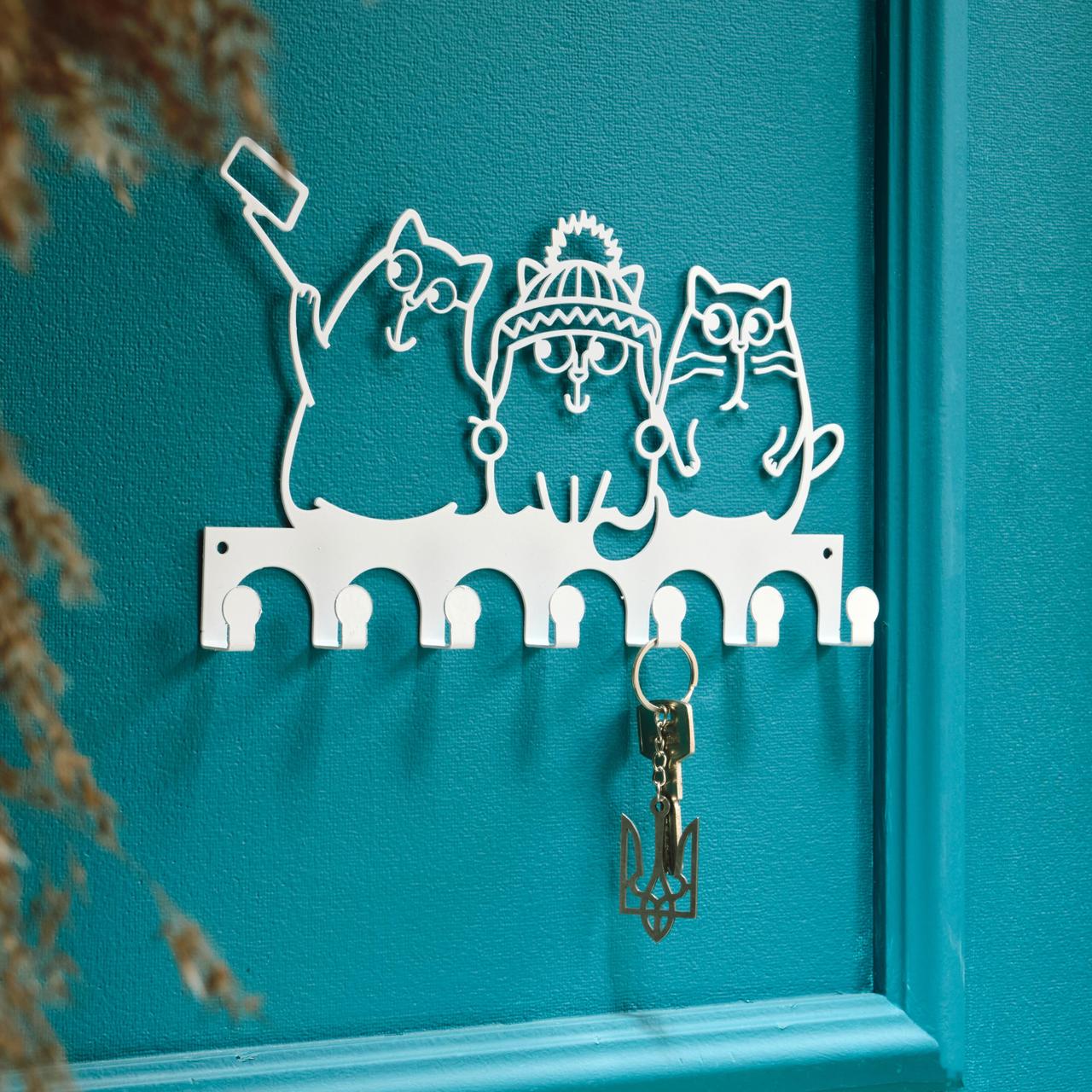 Ключниця настінна металева 27*17 см на 7 гачків Котики Арт 110 - фото 1 - id-p2104598210