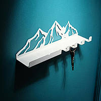 Ключниця настінна металева з полицею 30*10*10 см на 4 гачки Альпи