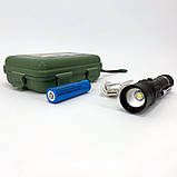 Тактичний ліхтар ручний Bailong BL-518-T6, Ручний ліхтар з 18650 акумулятором cob TE-53, фото 3