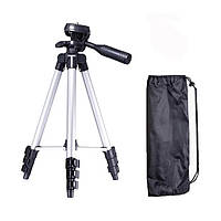 Штатив для телефону та фотоапарата Tripod 3110 PRO портативний трипод 0,35-1.02м висота. PR-666 Колір: срібний