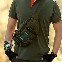 Сумка поясная тактическая / Мужская сумка на пояс / Армейская сумка. KR-129 Цвет: зеленый