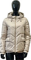 Стильная весенняя женская свободная куртка деми утепленная модель синтепух цвет латте 42