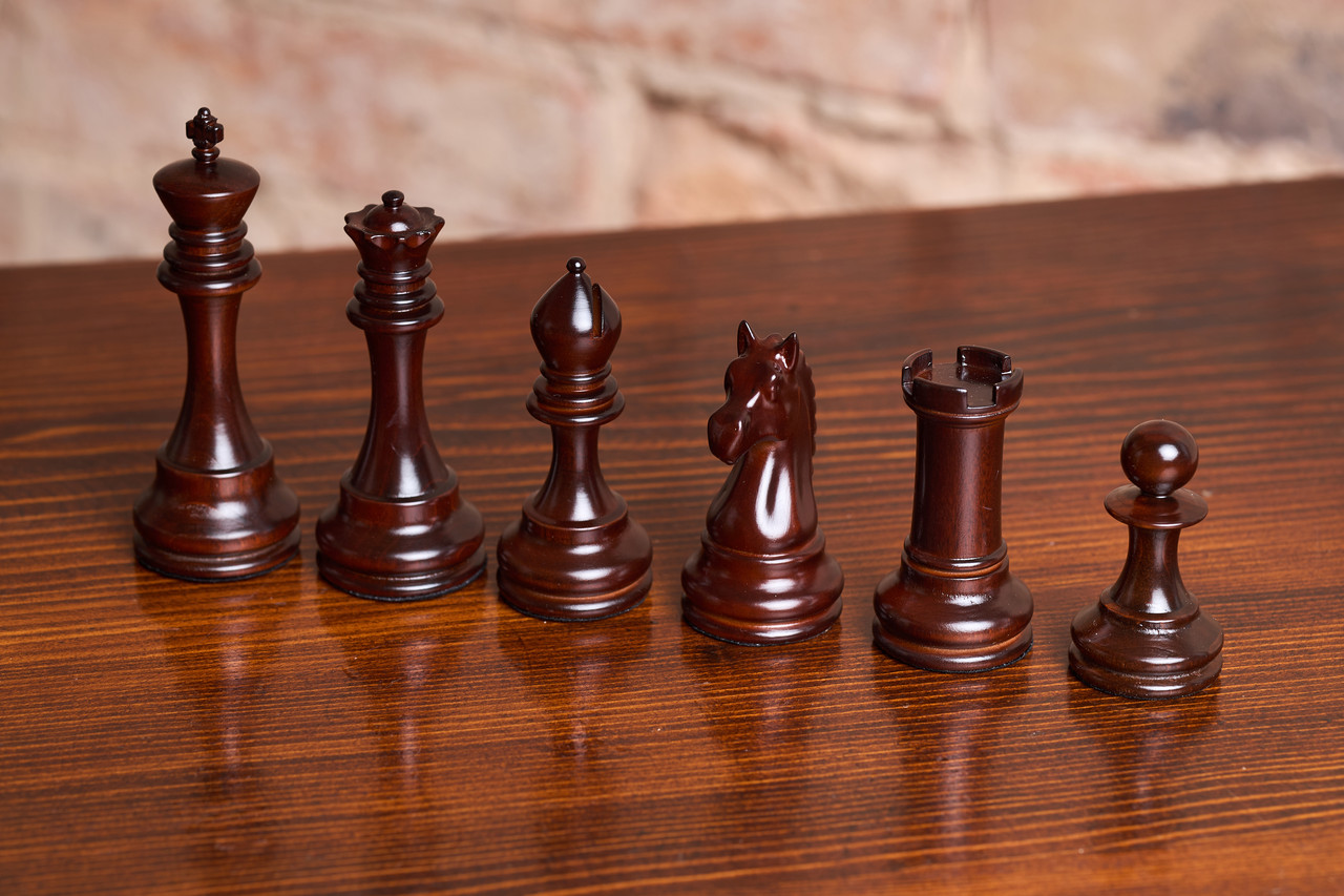 Шахові фігури дерев’яні ручної роботи, коричневі, ясен, для дошки 50–55 см, фото 1