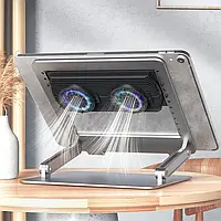 Подставка с охлаждением Memo DP01: охлаждающий держатель планшета ноутбука с двойным кулером Пельтье, металл