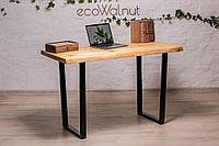 Дубовый офисный письменный стол с живыми краями и металлическими ножками в стиле Лофт M - 1200x600x750 мм, Сосна