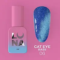 Камуфлирующая база LunaMoon Cat Eye Base №6 с эффектом кошачий глаз, 13 мл