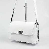 Женская белая маленькая сумка кросс боди из натуральной кожи, Кожаная сумочка клатч через плечо белого цвета