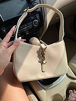 Женская сумка клатч YSL Hobo ЮСЛ бежевая маленькая стильная изящная сумочка Ив Сен Лоран
