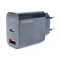 Зарядное устройство блок питания Essager GaN 33W Type-C + USB-A