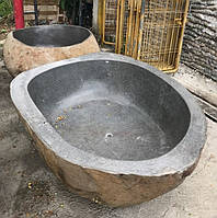 Угловая ванна из нарурального камня черного цвета 1800*1500