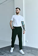 Мужские легкие весенние штаны из двухнитки внизу на резинке размеры БАТАЛ 48-66