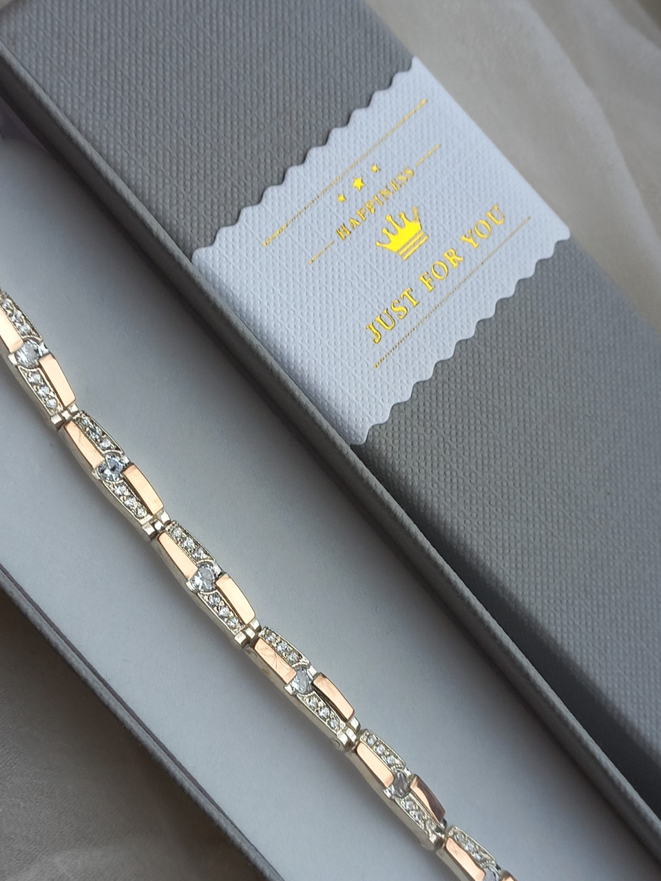 Срібний браслет із золотими вставками довжина 19.5 см