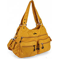 Мягкая красивая и прочная сумка из качественного варёного кожзаменителя желтая