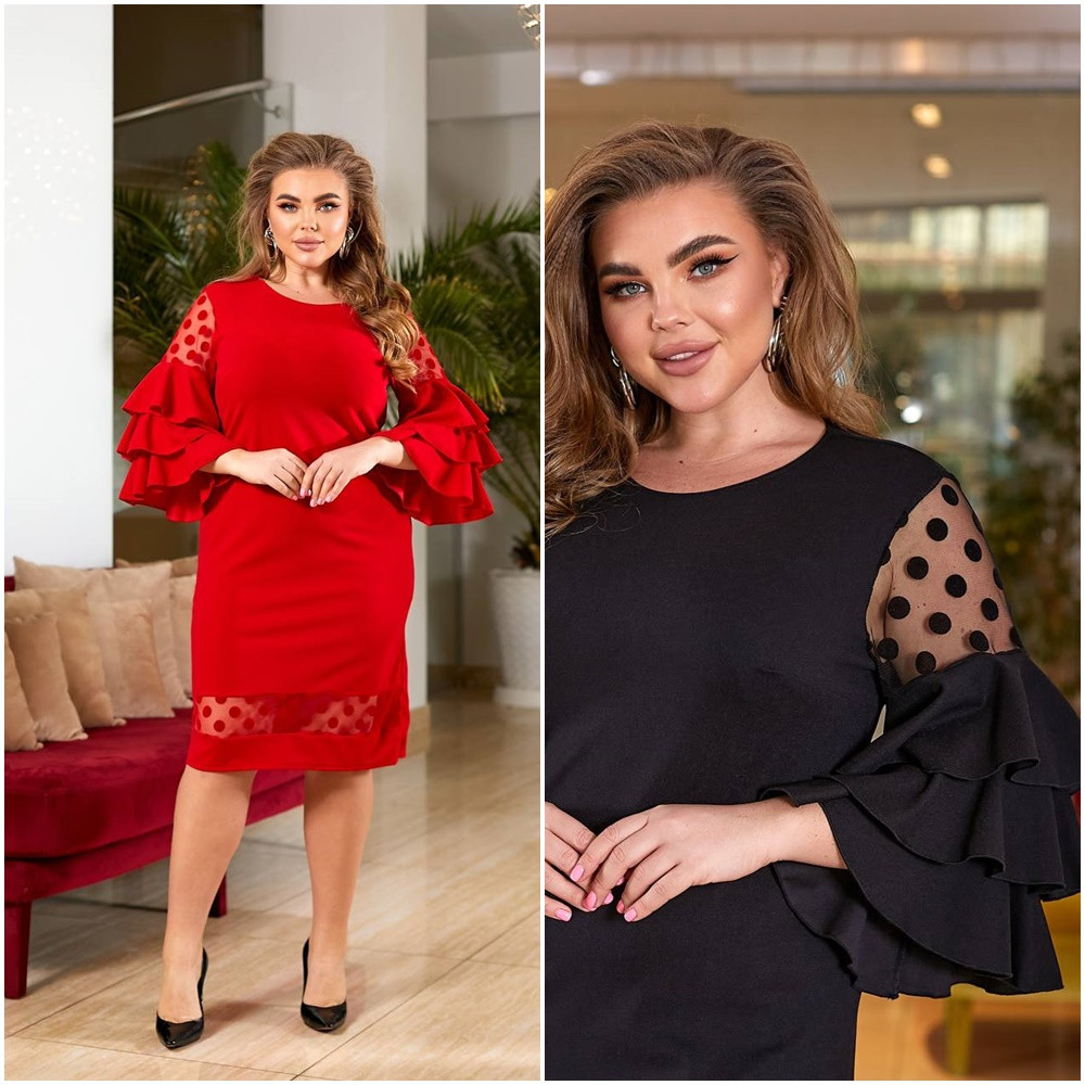 Сукня коктельна міді батального розміру