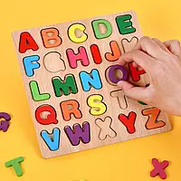 Деревянный 3Д Английский алфавит цветной 19.5*19.5 см, монтессори, головоломка, детские настольные игры