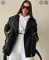 Женская куртка косуха оверсайз из экокожи. Хит 2024. Размеры Батал.