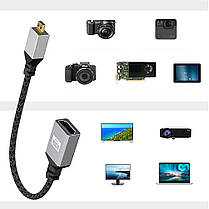 Кабель перехідник 4К 60Hz Micro HDMI — HDMI (M/F), 20 см (Прямою), фото 3