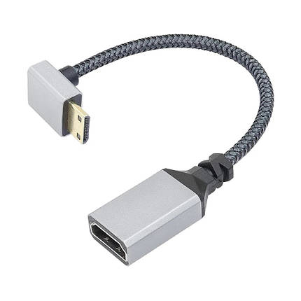 Кабель перехідник Mini HDMI — HDMI (M/F) 4К 60Hz, 20 см (Down), фото 1