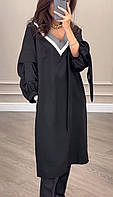 Жіноче плаття вільного крою з поясом норма розмір 42-52, колір чорний