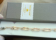 Серебряный браслет с золотыми пластинами от 17.5-20 см размер регулируется
