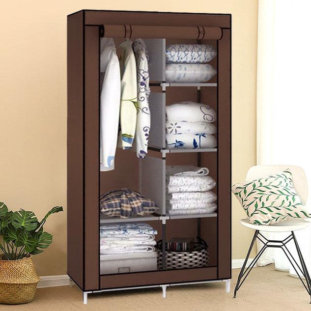 Мобильный тканевой шкаф для одежды, шкаф складной 2 секции - фото 7 - id-p2104644427