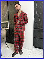 Пижама в клетку мужская, Парные пижамы для фотосессий С3FМ1 Костюм домашний мужской, Пижама мужская
