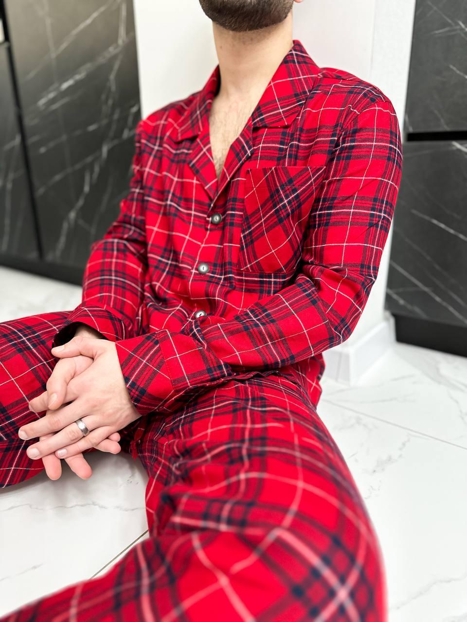 Стильная мужская пижама, Клетчатая пижама для сна С3FМ1 Парные пижамы для влюбленных, Пижама фланель - фото 3 - id-p2104636495