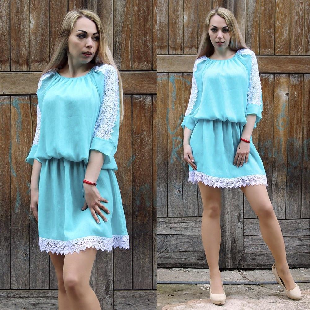 Літня шифонова сукня з мереживом,РОЗМІР ТІЛЬКИ 44, фото 1