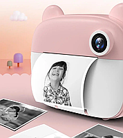 Детский красочный фотоаппарат с дисплеем, селфи камерой и моментальной прямой печатью в форме котенка