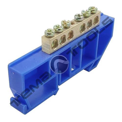 Шина нульова на ізоляторі CD 6х9-6 синя на DIN-рейку