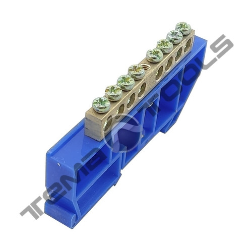 Шина нульова на ізоляторі CD 6х9-8 синя на DIN-рейку