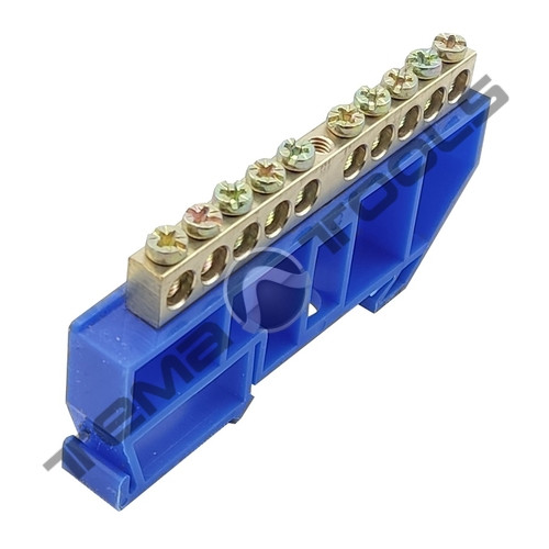 Шина нульова на ізоляторі CD 6х9-10 синя на DIN-рейку