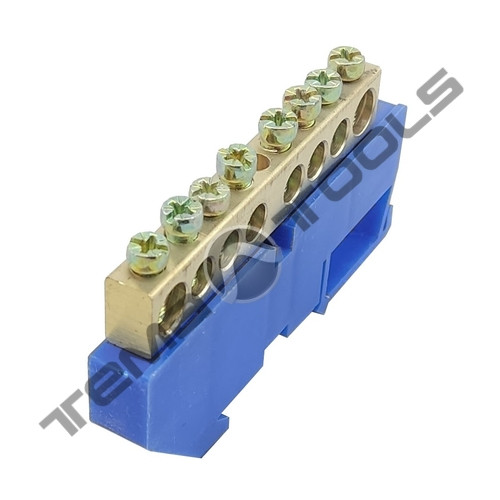 Шина нульова на ізоляторі CD 8х12-8 синя на DIN-рейку