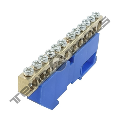 Шина нульова на ізоляторі CD 8х12-12 синя на DIN-рейку