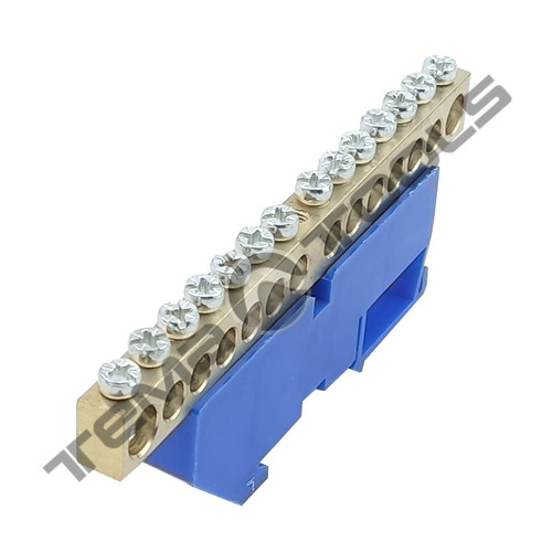 Шина нульова на ізоляторі CD 8х12-14 синя на DIN-рейку