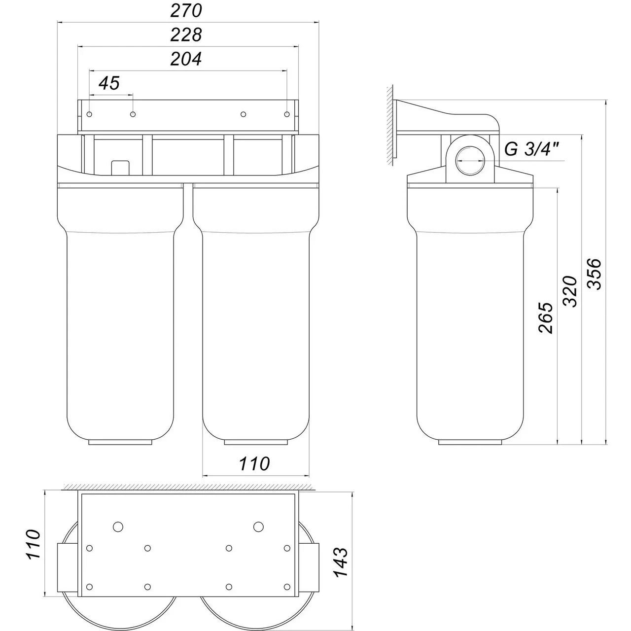 Система 2-х ступенчатой очистки 3/4 Optima OP-02 - фото 4 - id-p2104663055