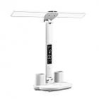 Настільна світлодіодна акумуляторна лампа з двома плафонами термометром і годинником Світло-сірий, фото 8