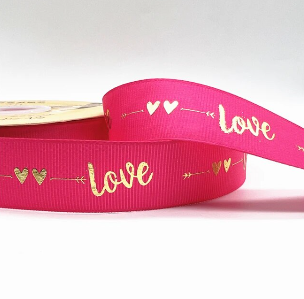 Стрічка для подарунку, рожева Love