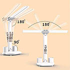 Настільна світлодіодна акумуляторна лампа з двома плафонами термометром і годинником Світло-сірий, фото 9