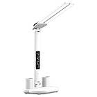 Настільна світлодіодна акумуляторна лампа з двома плафонами термометром і годинником Світло-сірий, фото 10