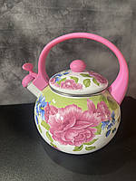Эмалированный чайник Zauberg FT7 22L 2.2 л Пион розовый