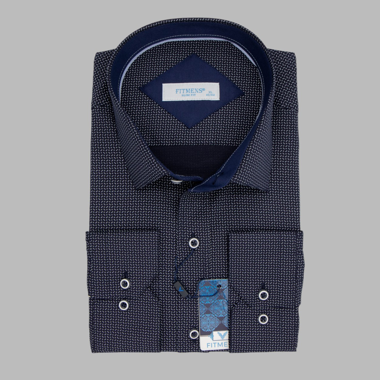 Сорочка чоловіча, приталена (Slim Fit), з довгим рукавом, FITMENS FS-003386 LACIVERT 97% бавовна 3% еластан