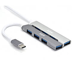 USB-хаб XON SmartHub Type-C на USB3.0 + 3хUSB2.0 Сірий (UHCXM041332G 4965)
